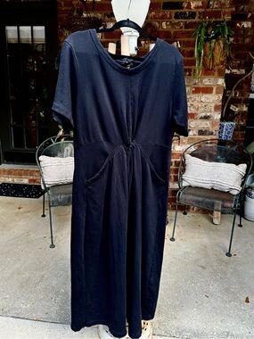 Daily Practice by Anthropologie XL black 100% cotton dress with ruching.